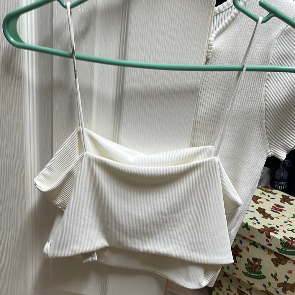 SHEIN White Ribbed Camisole Top